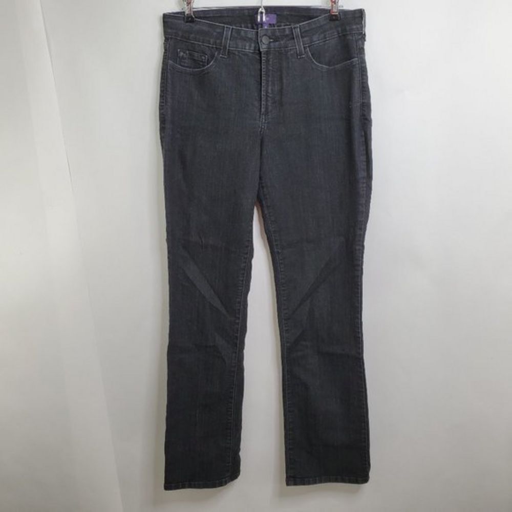 NYDJ Straight Jeans 8 Black Gray Rhinestone Bling